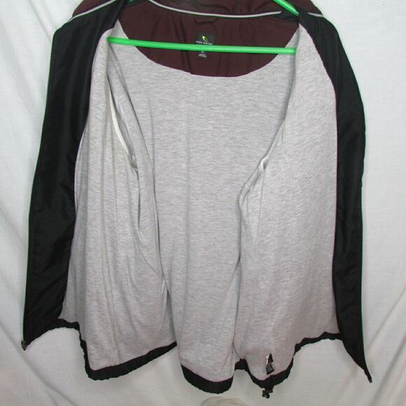 Tek Gear Windbreaker Jacket Lined Maroon Black Color Block Full Zip Size XL 90s - Picture 4 of 6